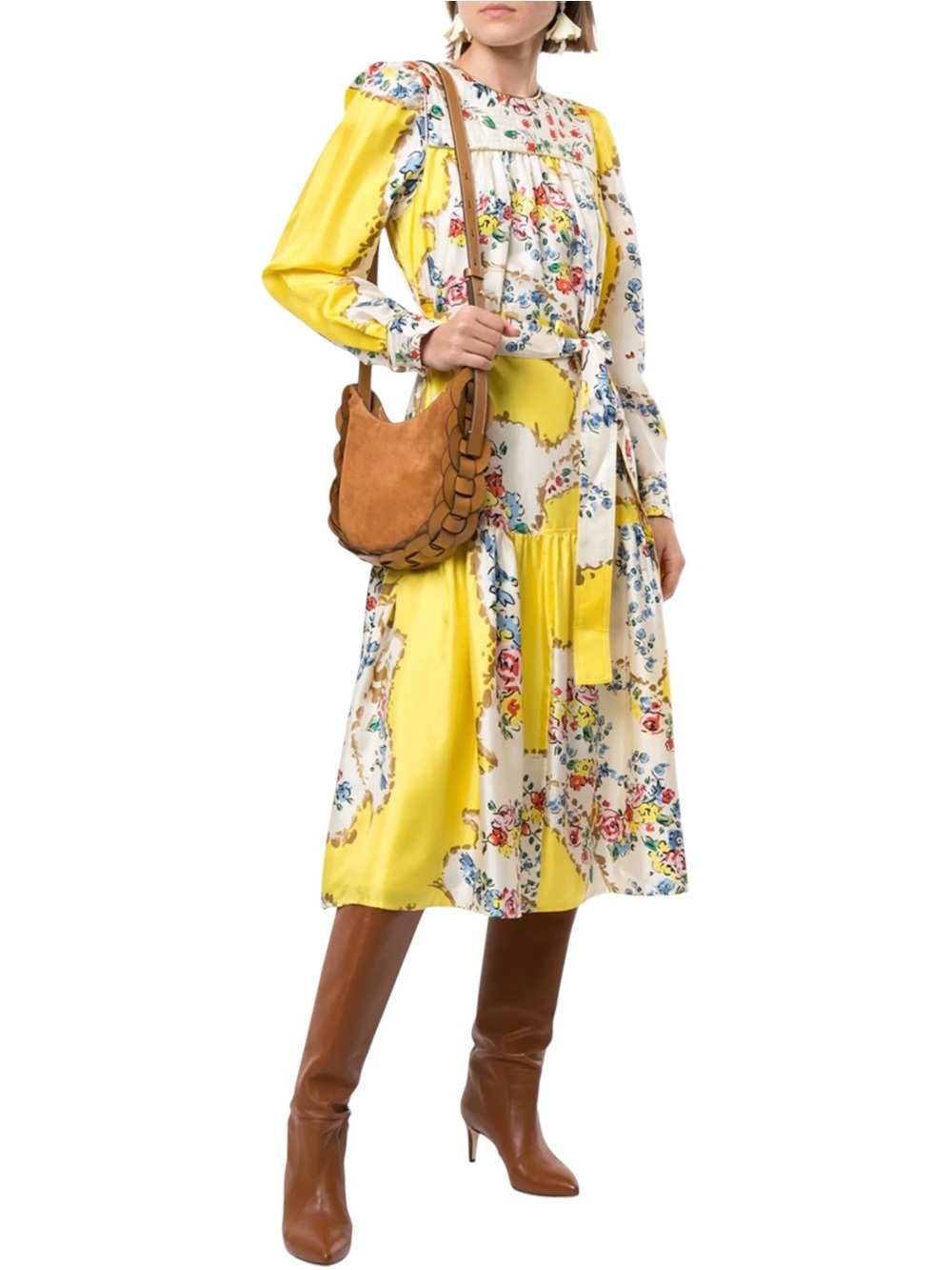 NWT TORY BURCH Silk Floral Quilted Yoke Runway Dress Size 8